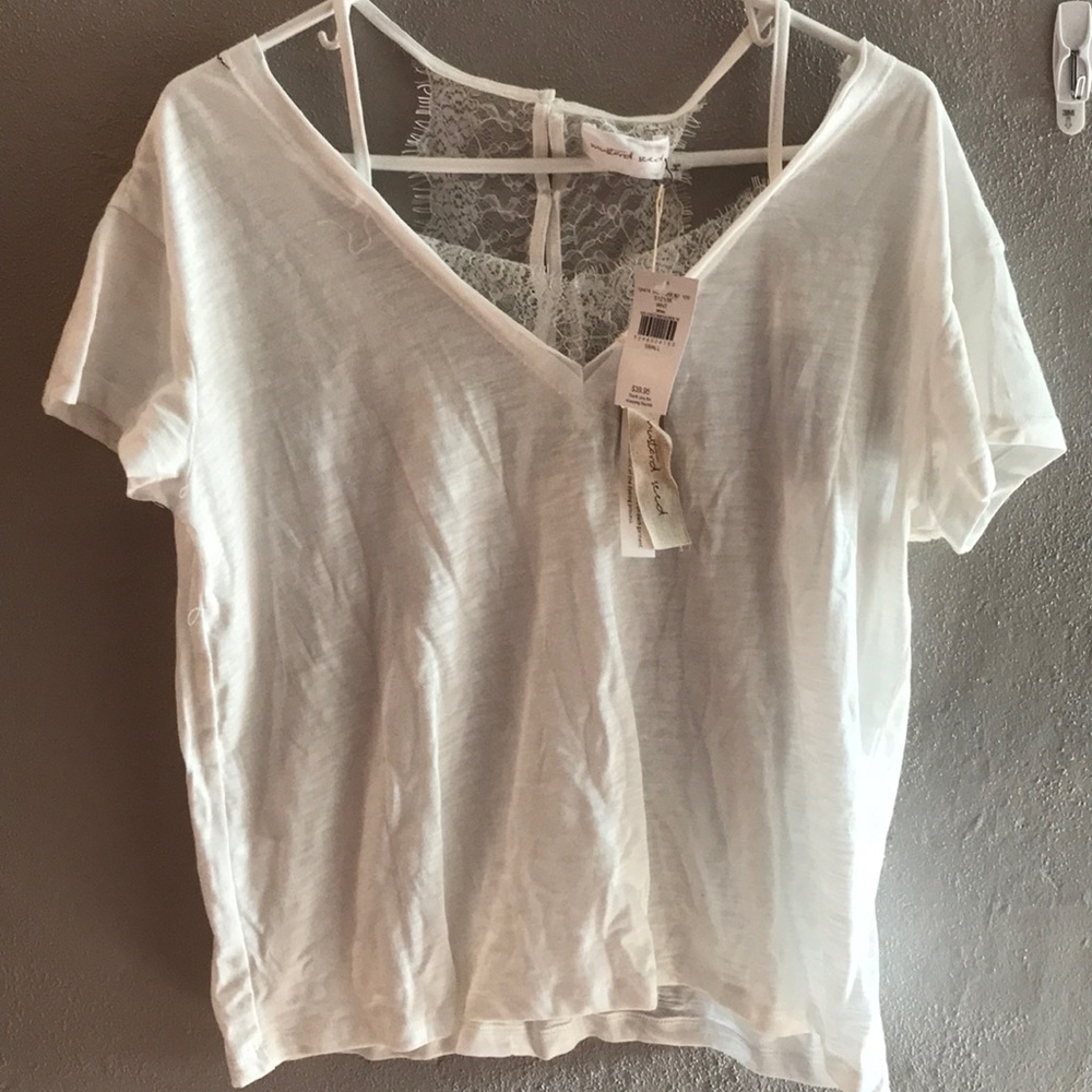 Mustard Seed Cold Shoulder Lace Tee